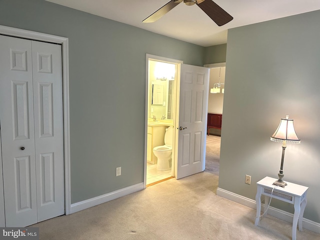 1341 Thornwood Dr, Mount Laurel, NJ 08054 - bedroom featuring light carpet, baseboards, ensuite bathroom, and a closet