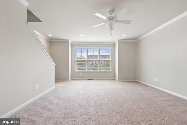 105 Poinsettia Way, Stephenson, VA 22656 - carpeted spare room with crown molding, baseboards, a ceiling fan, and recessed lighting