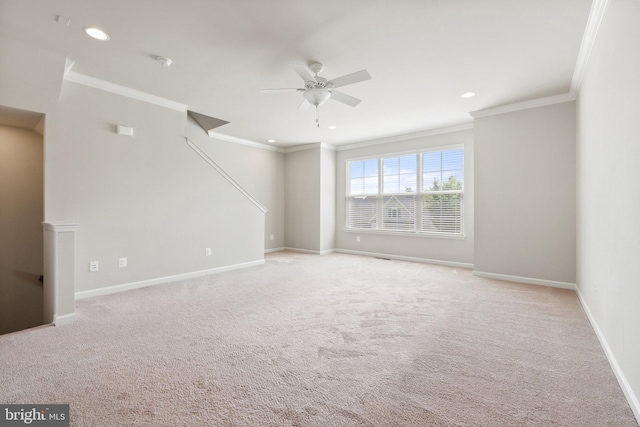 105 Poinsettia Way, Stephenson, VA 22656 - spare room featuring ornamental molding, a ceiling fan, carpet, recessed lighting, and baseboards