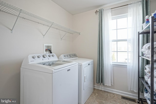 16 Rue Chagall, Mays Landing, NJ 08330 - clothes washing area with separate washer and dryer, laundry area, visible vents, and plenty of natural light