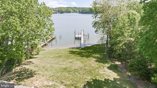 2031 Indian Cir, Saint Leonard, MD 20685 - view of dock featuring a yard and a water view