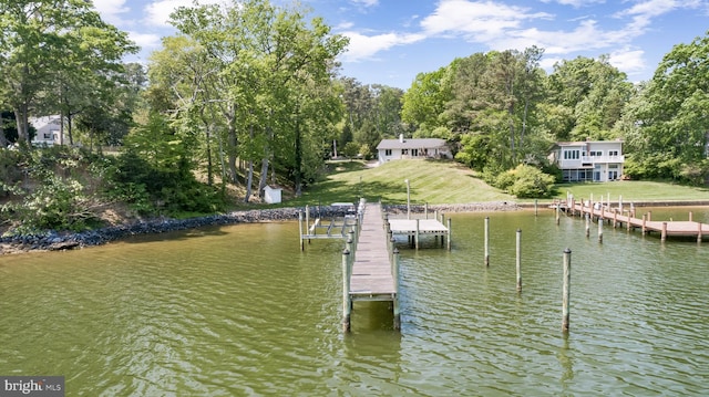 2031 Indian Cir, Saint Leonard, MD 20685 - dock area featuring boat lift, a yard, and a water view