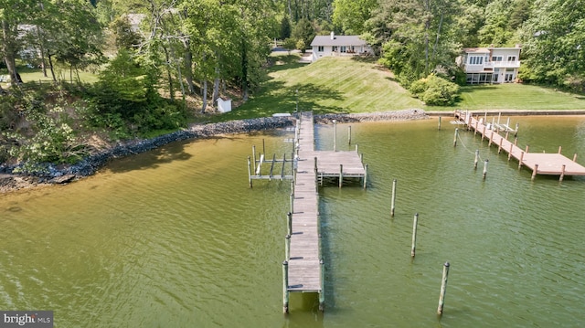 2031 Indian Cir, Saint Leonard, MD 20685 - view of dock featuring a water view and a lawn