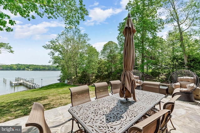 2031 Indian Cir, Saint Leonard, MD 20685 - view of patio featuring a boat dock, a water view, and outdoor dining area