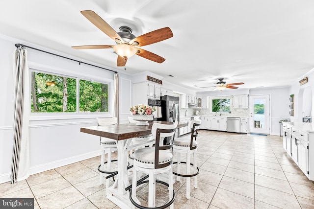 2031 Indian Cir, Saint Leonard, MD 20685 - dining space with light tile patterned floors and ceiling fan
