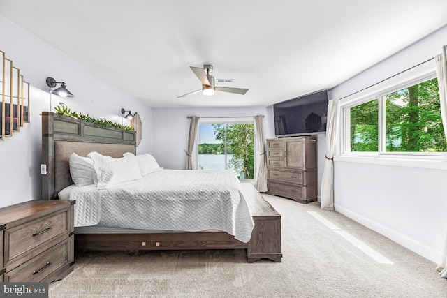 2031 Indian Cir, Saint Leonard, MD 20685 - bedroom with light colored carpet, baseboards, ceiling fan, and visible vents