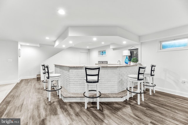 2031 Indian Cir, Saint Leonard, MD 20685 - bar with recessed lighting, baseboards, indoor wet bar, and wood finished floors