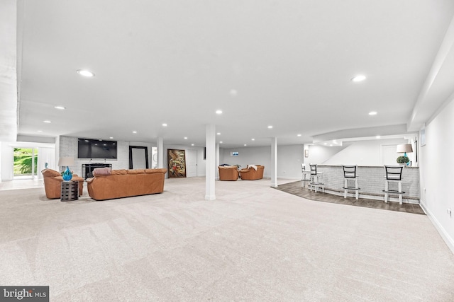 2031 Indian Cir, Saint Leonard, MD 20685 - living area with baseboards, recessed lighting, indoor bar, and carpet