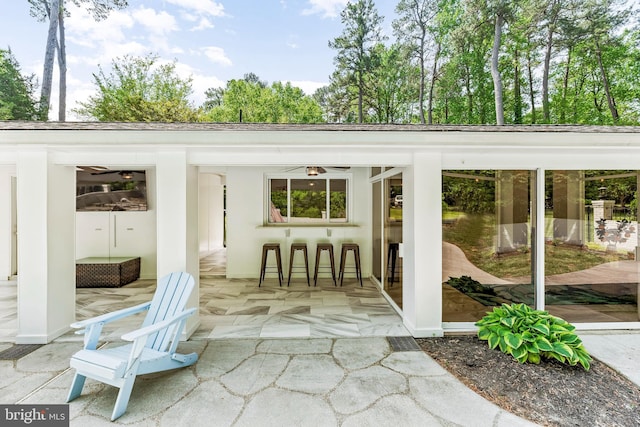 2031 Indian Cir, Saint Leonard, MD 20685 - sunroom featuring ceiling fan and outdoor dry bar