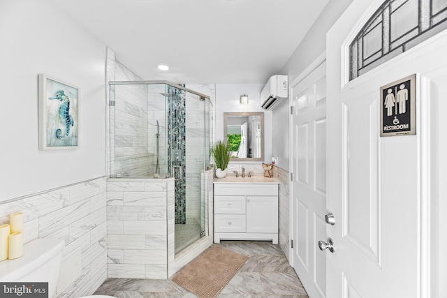 2031 Indian Cir, Saint Leonard, MD 20685 - bathroom featuring toilet, vanity, a wall unit AC, and a stall shower