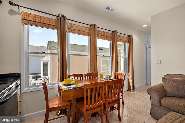 22 Flounder Ln, Ocean City, MD 21842 - dining area featuring plenty of natural light, light tile patterned floors, visible vents, and recessed lighting