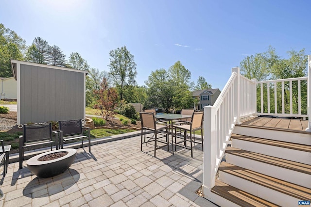 4286 Sunset Dr, Charlottesville, VA 22911 - view of patio / terrace with outdoor dining area and an outdoor fire pit