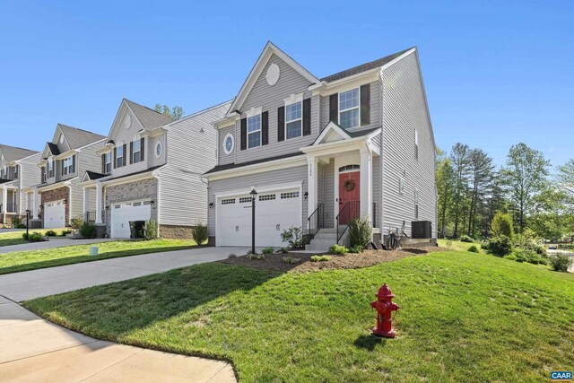 4286 Sunset Dr, Charlottesville, VA 22911 - view of front of property featuring an attached garage, driveway, a residential view, and a front yard