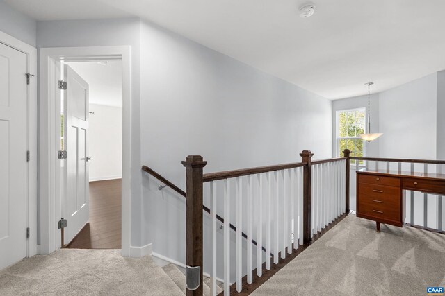 4286 Sunset Dr, Charlottesville, VA 22911 - hall with an upstairs landing and carpet floors