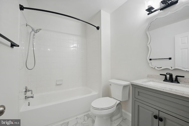 15645 Horseshoe Ln, Woodbridge, VA 22191 - full bath with toilet,  shower combination, baseboards, marble finish floor, and vanity