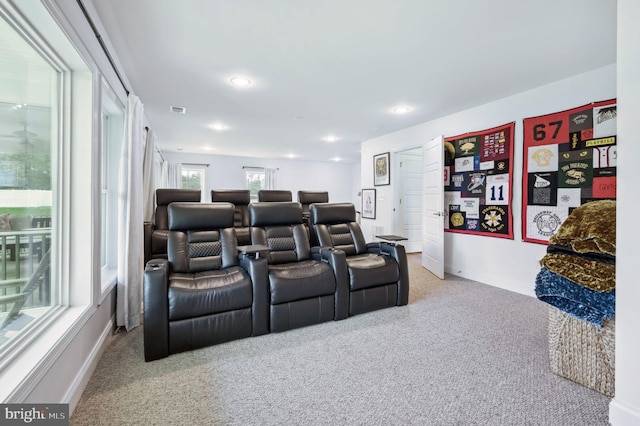 23336 Horse Island Rd, Lewes, DE 19958 - cinema with baseboards, recessed lighting, carpet flooring, and visible vents