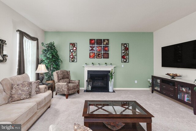 1300 Amedoro Ct, Abingdon, MD 21009 - living room with carpet flooring, a fireplace with flush hearth, and baseboards
