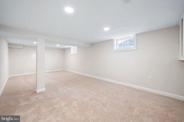 1233 Kendrick Rd, Rosedale, MD 21237 - basement featuring light carpet, recessed lighting, and baseboards