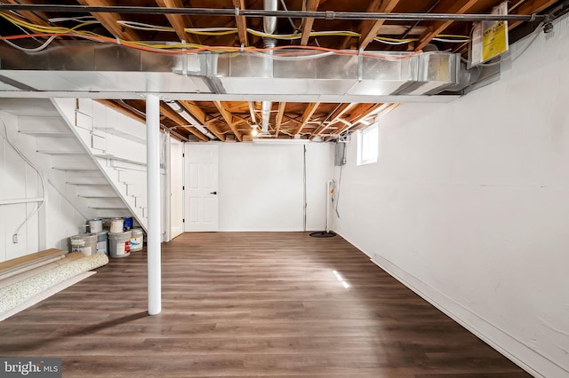 1233 Kendrick Rd, Rosedale, MD 21237 - basement with wood finished floors and stairs