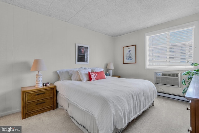 6 141st St Unit 304, Ocean City, MD 21842 - bedroom with a baseboard radiator, light colored carpet, and a wall mounted AC