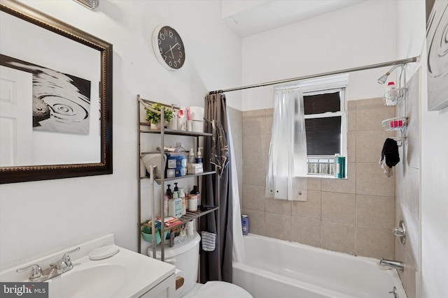 2059 W Oxford St, Philadelphia, PA 19121 - bathroom featuring shower / bath combination with curtain, toilet, and vanity