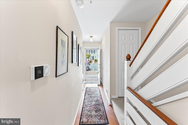 416 Hartford Sq Unit 41, West Chester, PA 19380 - hall with baseboards, light wood-style flooring, and stairs