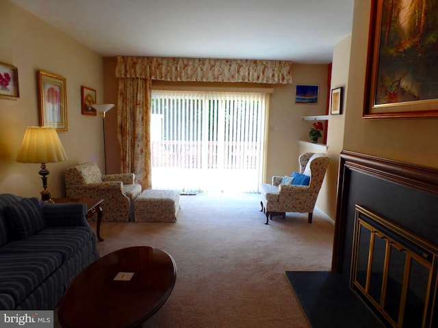 living room featuring carpet flooring