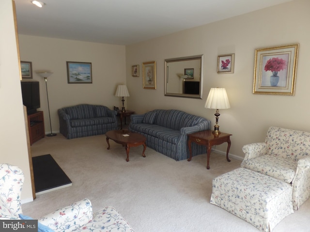 view of carpeted living area