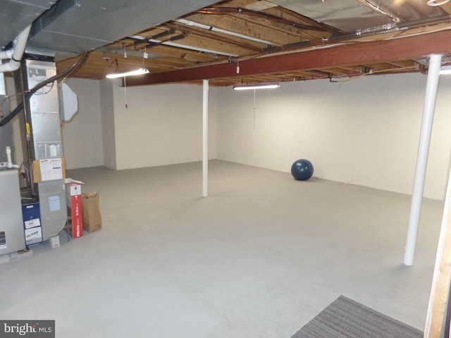 unfinished below grade area with heating unit