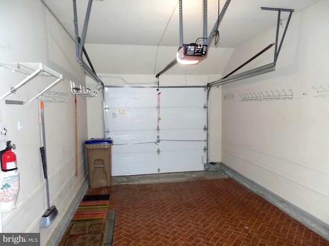 garage with a garage door opener