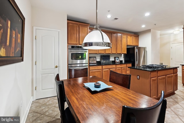 6000 Same Voyage Way Unit 307, Clarksville, MD 21029 - kitchen featuring a kitchen island, stainless steel appliances, light tile patterned flooring, baseboards, and recessed lighting