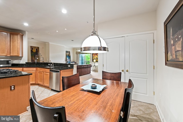 6000 Same Voyage Way Unit 307, Clarksville, MD 21029 - dining space featuring recessed lighting, light tile patterned floors, and ornamental molding