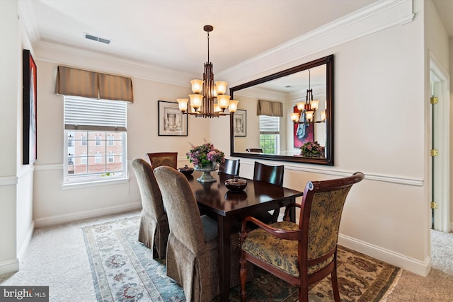 6000 Same Voyage Way Unit 307, Clarksville, MD 21029 - dining space with a chandelier, light carpet, baseboards, and ornamental molding