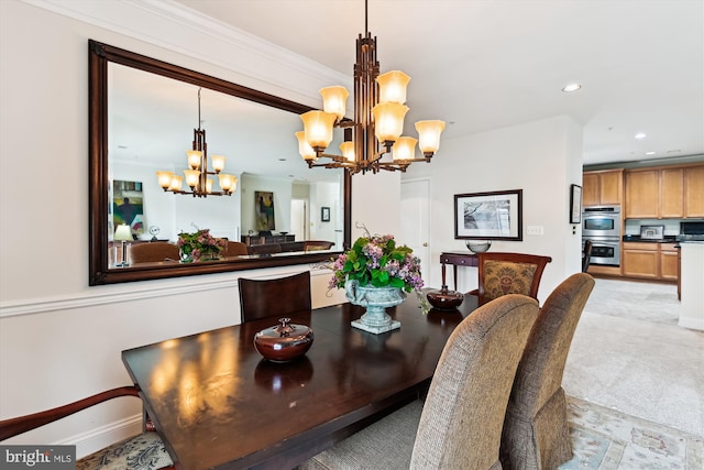 6000 Same Voyage Way Unit 307, Clarksville, MD 21029 - dining space featuring a chandelier, light colored carpet, and recessed lighting