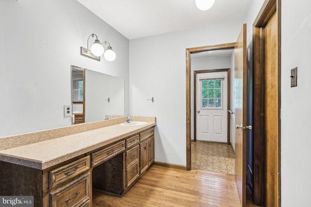 237 Bordentown-Georgetown Rd, Chesterfield, NJ 08515 - bathroom featuring wood finished floors, vanity, and baseboards