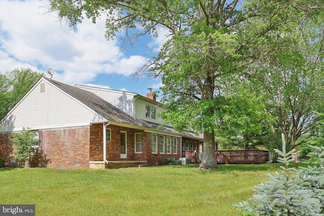 237 Bordentown-Georgetown Rd, Chesterfield, NJ 08515 - view of side of home featuring brick siding, a chimney, and a yard