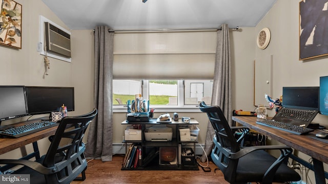 10 Queen Lily Rd, Levittown, PA 19057 - office with wood finished floors and an AC wall unit