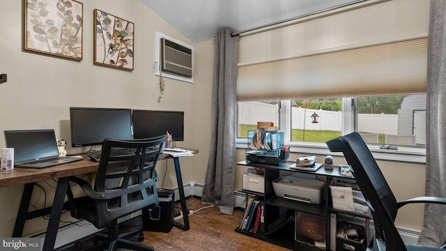 10 Queen Lily Rd, Levittown, PA 19057 - home office featuring a wall mounted air conditioner and wood finished floors