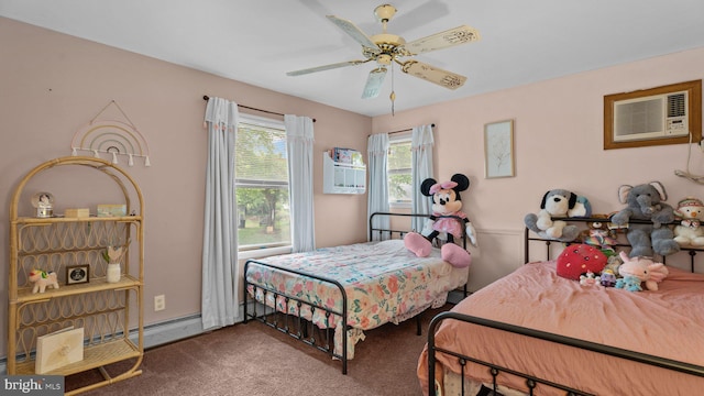 10 Queen Lily Rd, Levittown, PA 19057 - bedroom featuring carpet, a wall mounted AC, and a ceiling fan