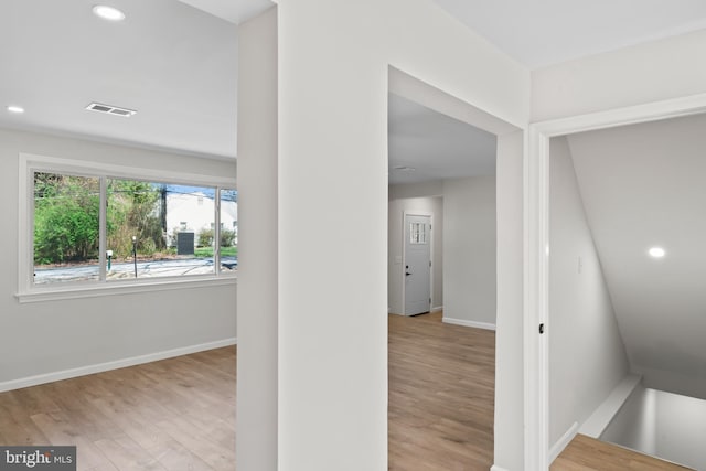 5004 Barnaby Ln, Oxon Hill, MD 20745 - stairs featuring baseboards, visible vents, recessed lighting, and wood finished floors