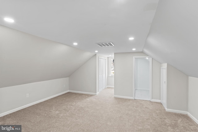 5004 Barnaby Ln, Oxon Hill, MD 20745 - additional living space with light colored carpet, baseboards, visible vents, and recessed lighting