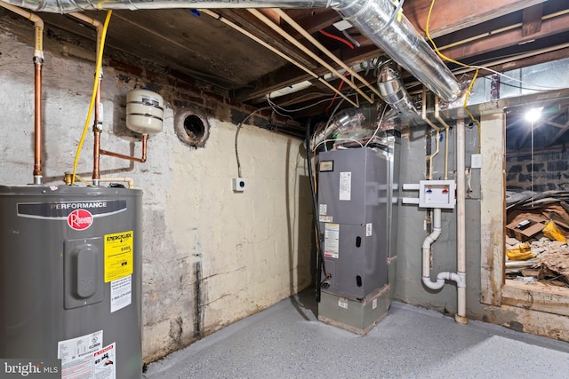 5004 Barnaby Ln, Oxon Hill, MD 20745 - utility room featuring heating unit and electric water heater