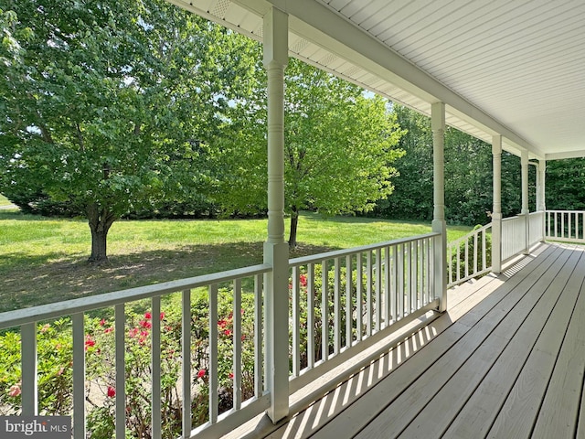 4152 Windy Hills Ln, King George, VA 22485 - wooden porch with a yard