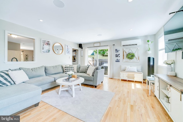 40 Robarts Dr, Phoenixville, PA 19460 - living area with recessed lighting, light wood-style floors, and an AC wall unit