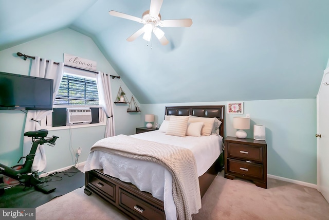 40 Robarts Dr, Phoenixville, PA 19460 - bedroom featuring lofted ceiling, carpet flooring, cooling unit, a ceiling fan, and baseboards