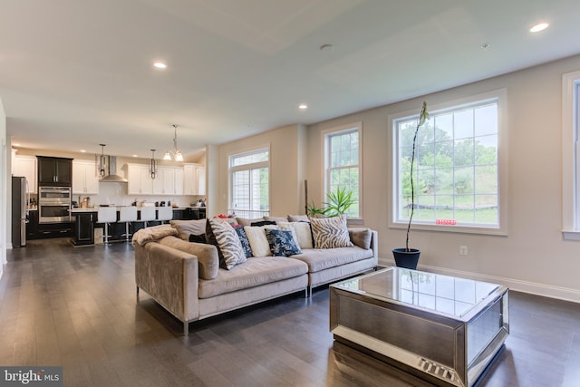 4902 Bridle Ridge Rd, Upper Marlboro, MD 20772 - living area with baseboards, dark wood finished floors, and recessed lighting