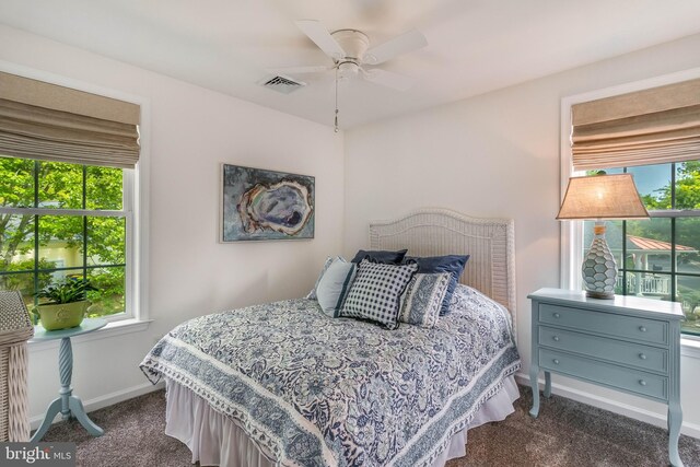 32469 Approach Way Unit 3296, Millsboro, DE 19966 - bedroom with ceiling fan, baseboards, visible vents, and dark carpet