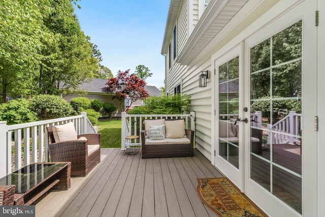 32469 Approach Way Unit 3296, Millsboro, DE 19966 - wooden deck featuring an outdoor hangout area and french doors