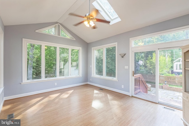 interior space with a skylight and visible vents