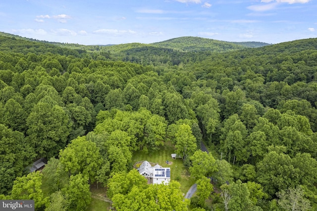 bird's eye view featuring a view of trees